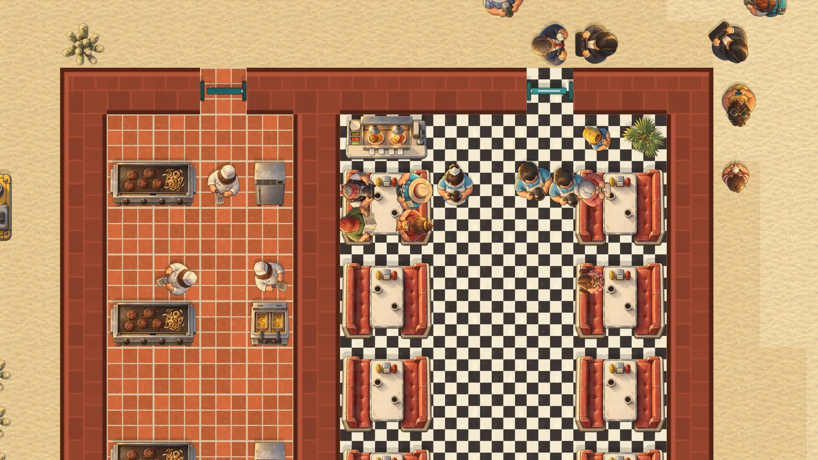 The diner full of customers during the lunch rush