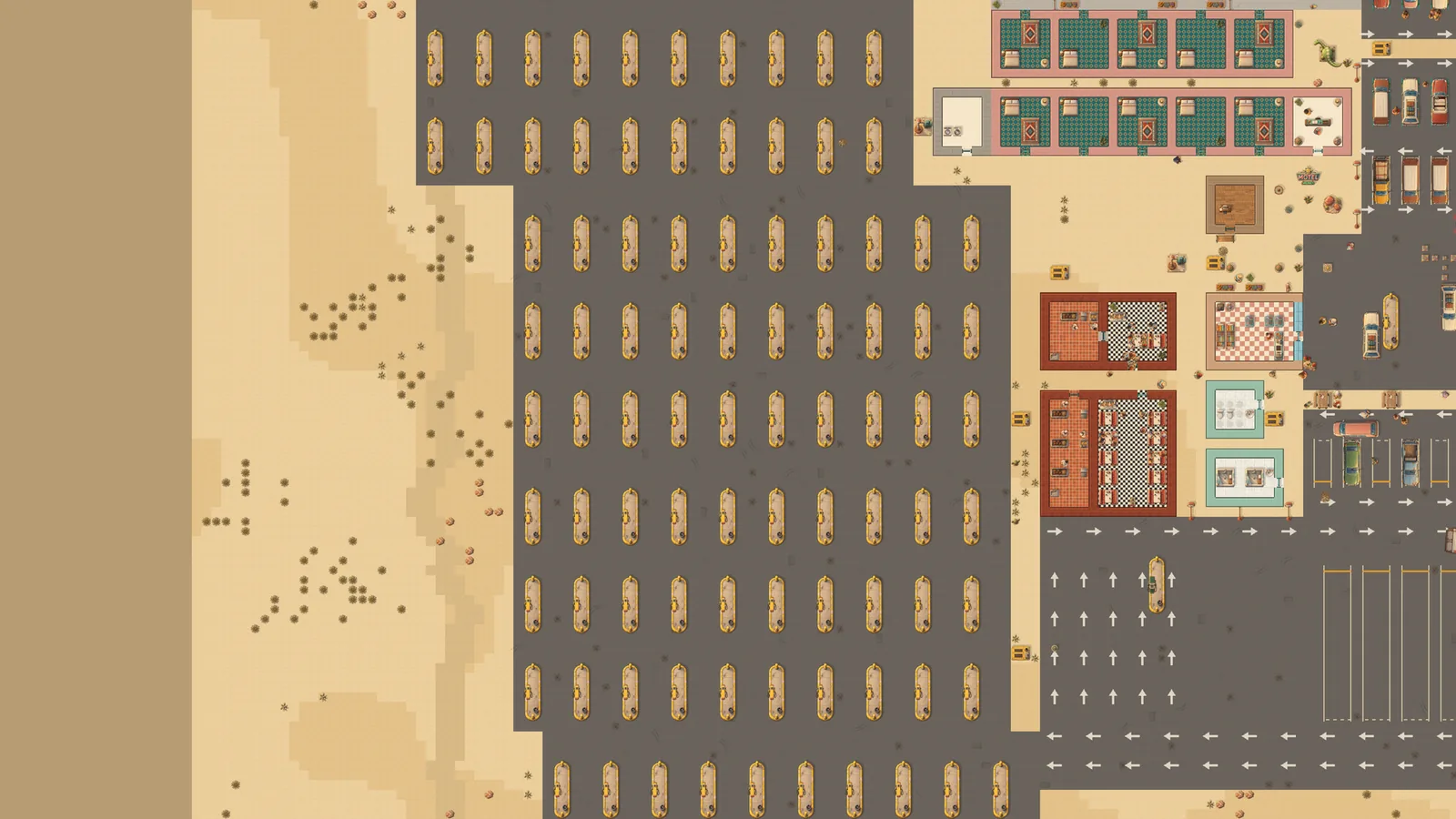 A giant gas station: rows and rows of pumps across the desert